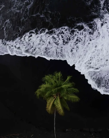 Black sand beach in The Islands of Tahiti © Jim Winter