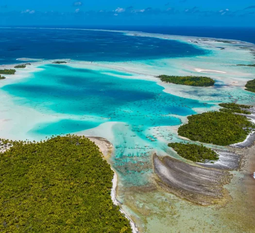 Aerial view of Rangiroa's Blue Lagoon © Michael Runkel