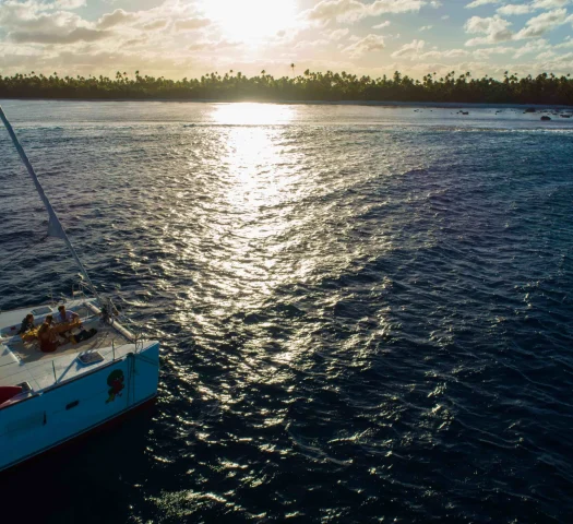 Sunset from the catamaran in Tetiaroa