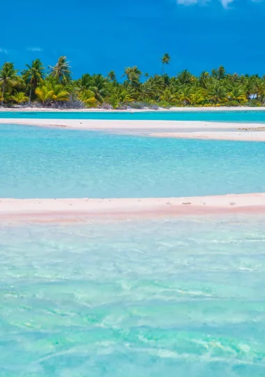 A typical pink sand beach on Tikehau © Lei Tao