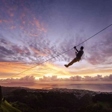 Tree climbing with a view of Papeete